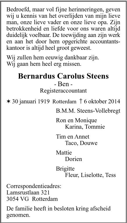 Steens, Bernardus Carolus